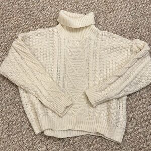 SHEIN cottagecore cableknit fisherman’s knit, sweater white Med